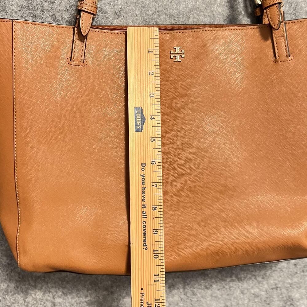 Tory Burch Bag Womens Size Large Brown Leather Tote Shoulder Purse Zip Logo - Picture 16 of 16
